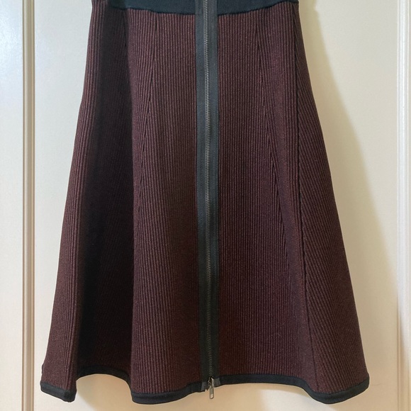 A.L.C. Zipper Front A-Line/Flare Skirt, Metallic Burgundy Thread with Black Trim - Picture 3 of 8